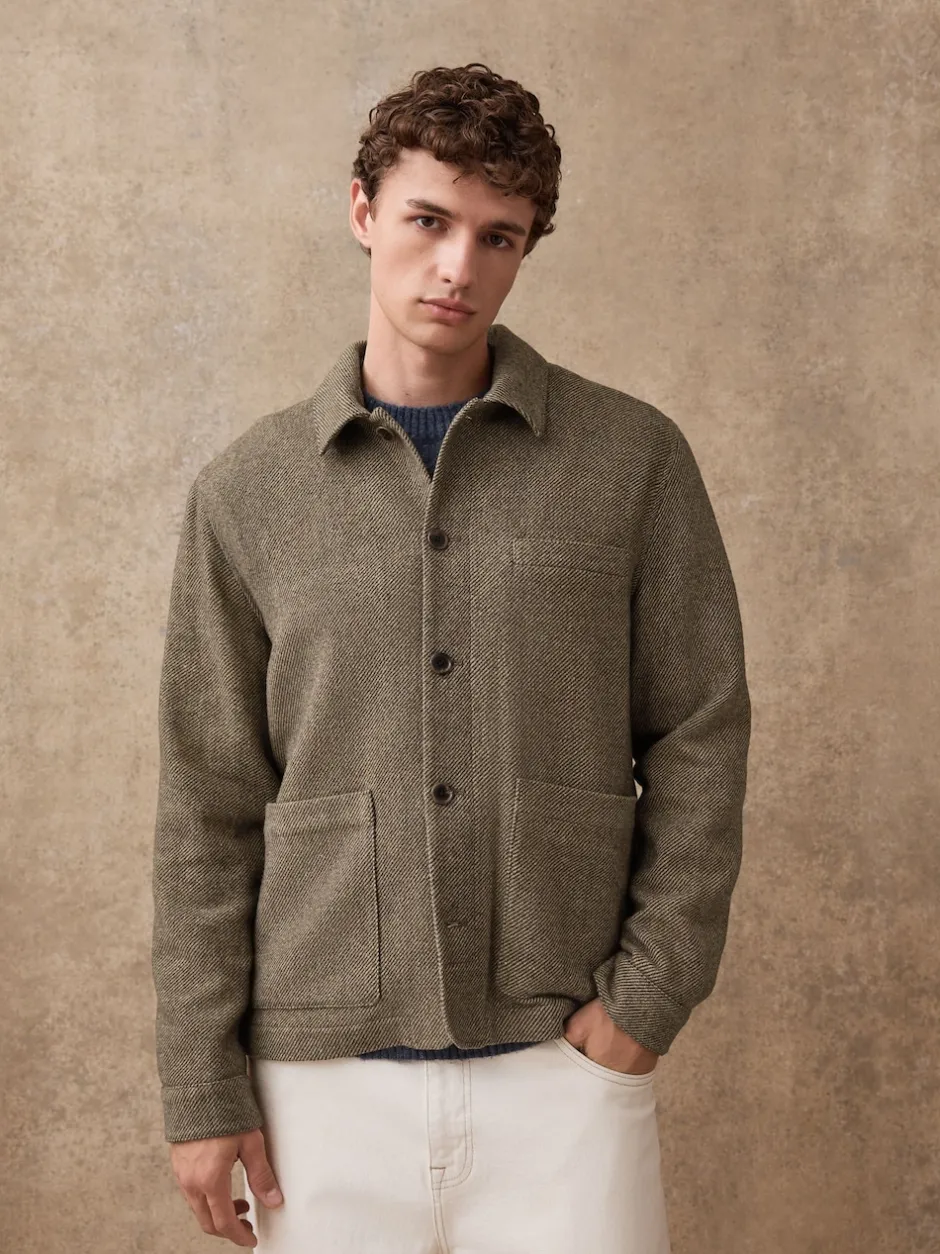 Next Marron - Veste en sergé texturé élégant avec laine Outlet