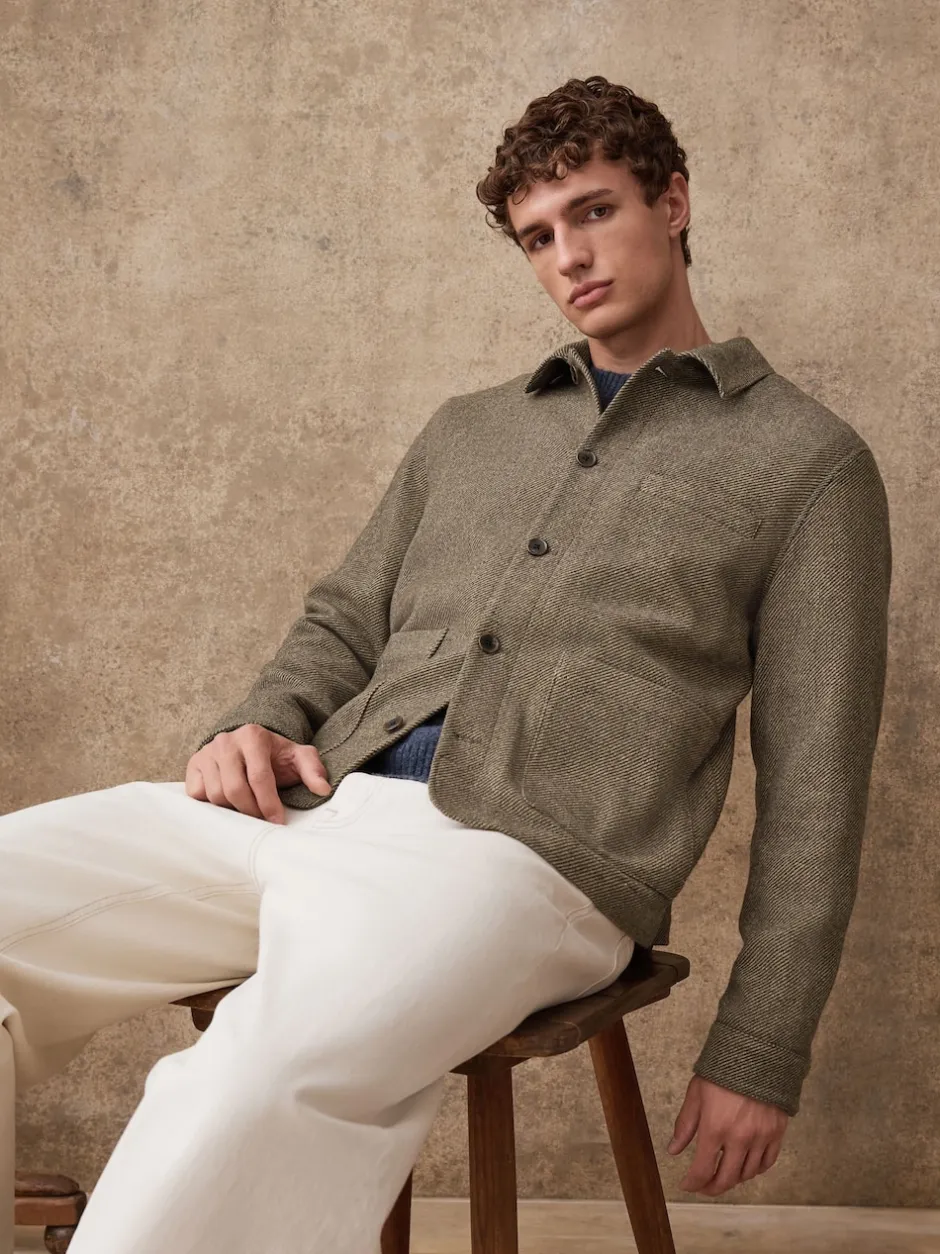 Next Marron - Veste en sergé texturé élégant avec laine Outlet