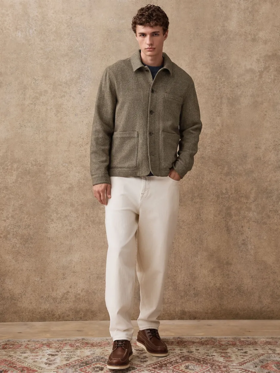 Next Marron - Veste en sergé texturé élégant avec laine Outlet