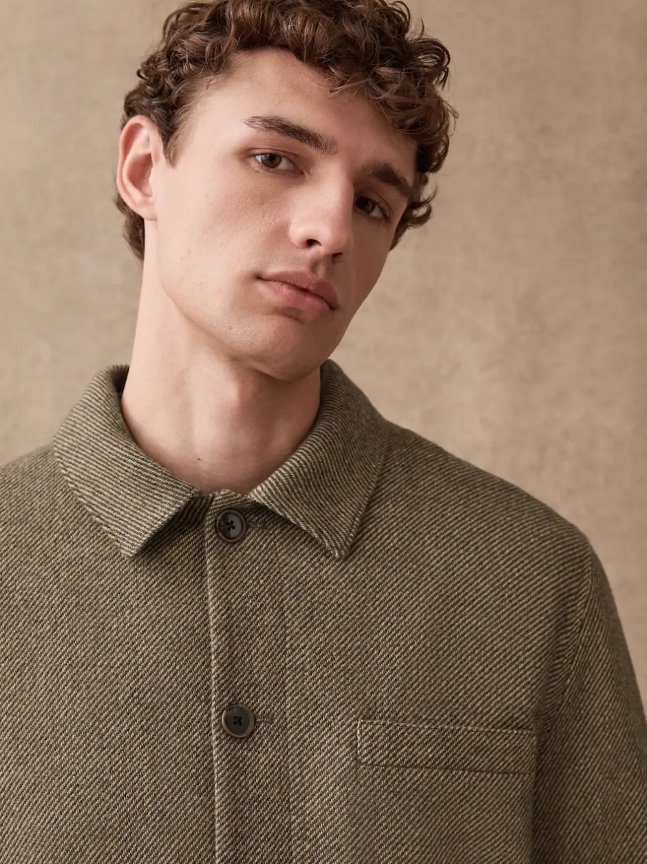 Next Marron - Veste en sergé texturé élégant avec laine Outlet