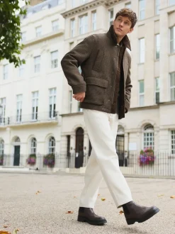 Next Marron - Veste matelassée en laine Blend à col en velours côtelé et dents de poule Sale