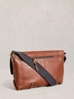 White Stuff Marron - Teddy Leather Messenger Bag Outlet