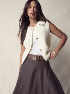 Next Marron café - Large ceinture en cuir N. Premium Made In Italy