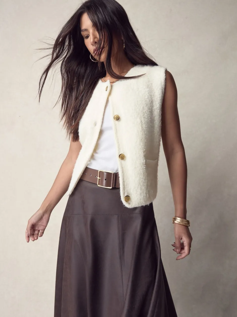 Next Marron café - Large ceinture en cuir N. Premium Made In Italy