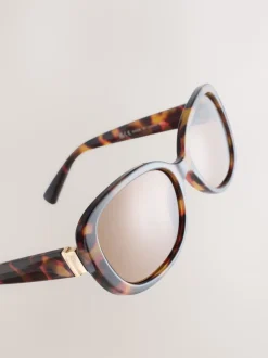 Next Marron écaille de tortue - Lunettes de soleil cache-cœur carrées Outlet