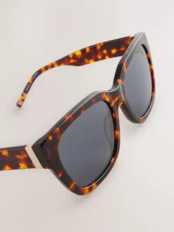 Next Marron écaille de tortue - Lunettes de soleil carrées en acétate Sale