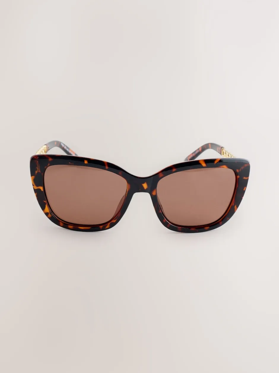 Next Marron écaille de tortue - Lunettes de soleil Chain Arm Outlet