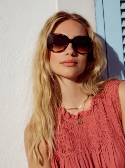 Next Marron écaille de tortue - Lunettes de soleil enveloppantes en acétate Discount