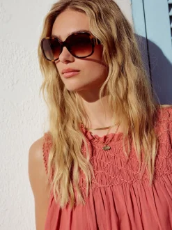 Next Marron écaille de tortue - Lunettes de soleil enveloppantes en acétate Discount