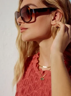 Next Marron écaille de tortue - Lunettes de soleil enveloppantes en acétate Discount