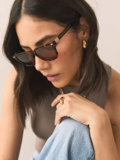 Next Marron écaille de tortue - Lunettes de soleil carrées