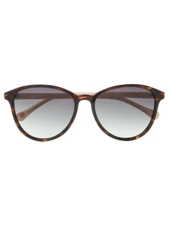 Ted Baker Marron écaille de tortue - Lunettes de soleil classiques pour les yeux ronds Sale