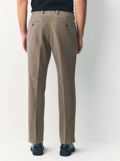 Next Marron champignon - Pantalon chino en tissu italien Emmetex Moleskin en tissu italien coupe classique Discount