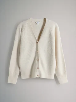 The Set Marron chiné/Crème - lot de 2 cardigans en maille côtelée épaisses avec laine Clearance