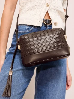 Friends Like These Marron choco - Sac à bandoulière tissé à poignée nouée Sale