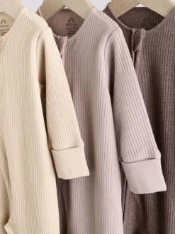 Next Marron chocolat - 3 Pack Baby Sleepsuits (0mths-3yrs) New