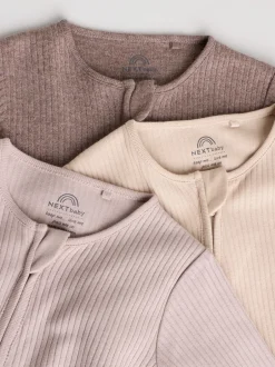 Next Marron chocolat - 3 Pack Baby Sleepsuits (0mths-3yrs) New