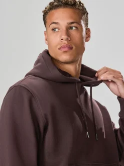 Next - Ajustement régulier - Sweat-shirt à capuche en jersey riche en coton épais Marron chocolat Hot