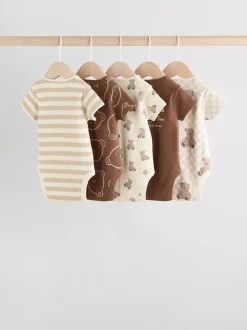 Next Marron chocolat - Bébé Manches courtes Bodysuits 5 Pack Sale