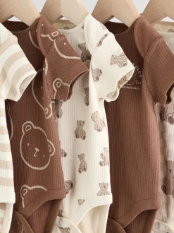 Next Marron chocolat - Bébé Manches courtes Bodysuits 5 Pack Sale