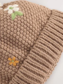 Next Marron chocolat - Bonnet brodé (1-13ans)