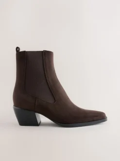 Next Marron chocolat - Bottes de cow-boy western Chelsea Style Clearance