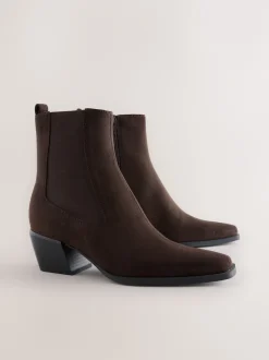 Next Marron chocolat - Bottes de cow-boy western Chelsea Style Clearance