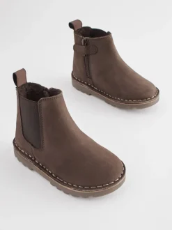 Next Marron chocolat - Bottines Chelsea en cuir doublées