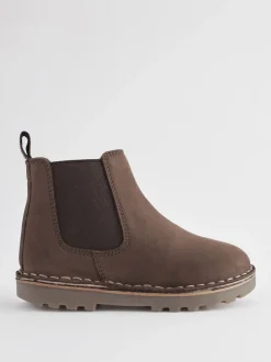 Next Marron chocolat - Bottines Chelsea en cuir doublées