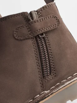 Next Marron chocolat - Bottines Chelsea en cuir doublées