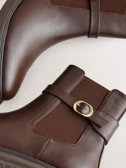 Next Marron chocolat - Bottines Chelsea à boucles Best