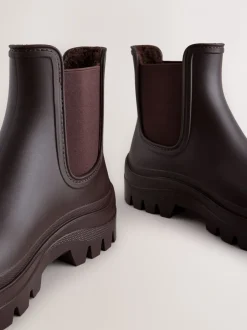 Next Marron chocolat - Bottines Chelsea doublées de fausse fourrure Discount