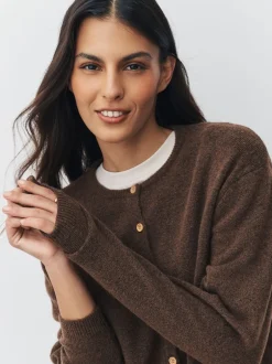 Next - Cardiganen maille col rond Marron chocolat Outlet