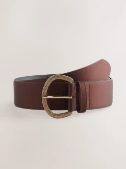 Next Marron chocolat - Ceinture en satin avec boucle en diamant Clearance