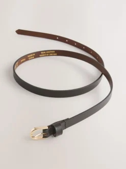 Next - Ceinture fine en cuir Marron chocolat New