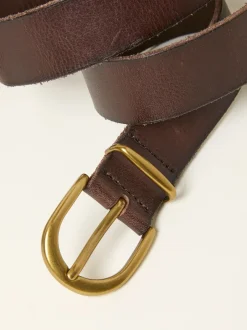 Fat Face Marron chocolat - Ceinture FatFace en cuir uni New