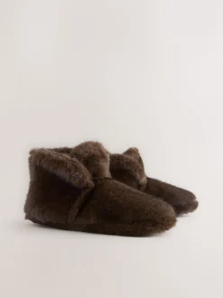Next Marron chocolat - Chaussons style boots en fausse fourrure Hot