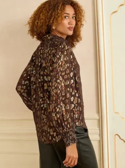 Love & Roses Marron chocolat - Chemise imprimée à manches longues