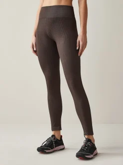 Next - Côtelé sans couture Taille haute Leggings Marron chocolat Hot