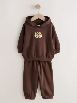 Next Marron chocolat - Ensemble sweat à capuche et jogging imprimé Cool Vibes (3mois7ans) Discount