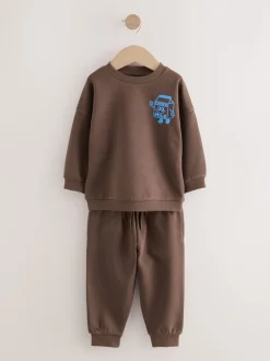 Next Marron chocolat - Ensemble sweat et Joggings imprimé à Col rond (3mois-7ans) Best