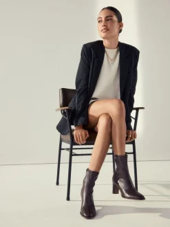 Next Marron chocolat - Forever Comfort® Bottes/Bottines chaussettes à bout rond