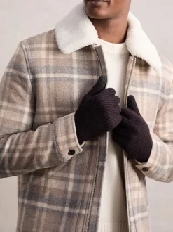 Reiss Marron chocolat - Gants à écran tactile Lawson en mérinos côtelé Best