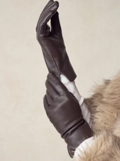 Next - Gants en cuir Marron chocolat Outlet