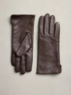 Next - Gants en cuir Marron chocolat Outlet