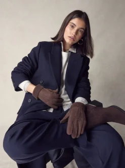 Next Marron chocolat - Gants N. Premium en cuir et peau de mouton Best