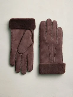Next Marron chocolat - Gants N. Premium en cuir et peau de mouton Best