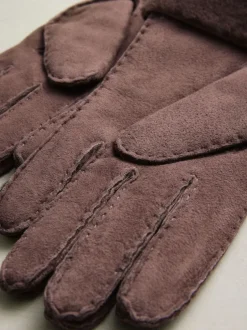 Next Marron chocolat - Gants N. Premium en cuir et peau de mouton Best