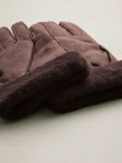 Next Marron chocolat - Gants N. Premium en cuir et peau de mouton Best
