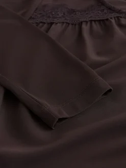 Next Marron chocolat - Haut Manche longue détail Dentelle Sale